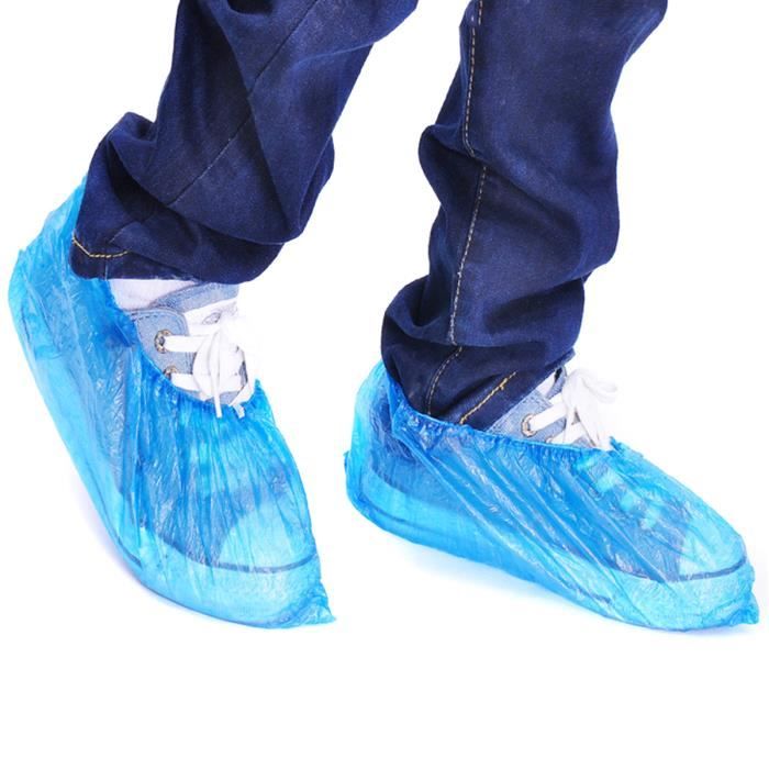 100pcs Couvre Chaussure Jetable Plastique tanche pour maison