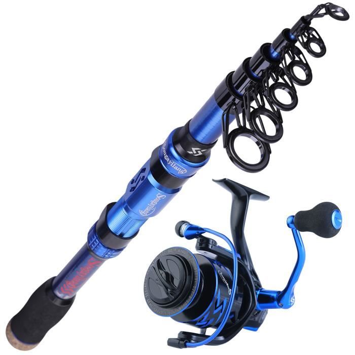 Sougayilang canne à pêche télescopique de 18 à 30m Combo canne Portable ultralégère et Ratio 1