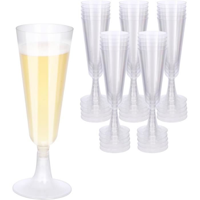 25 Pièces Verres à Champagne Plastique Flûtes à Champagne 150ml Verres