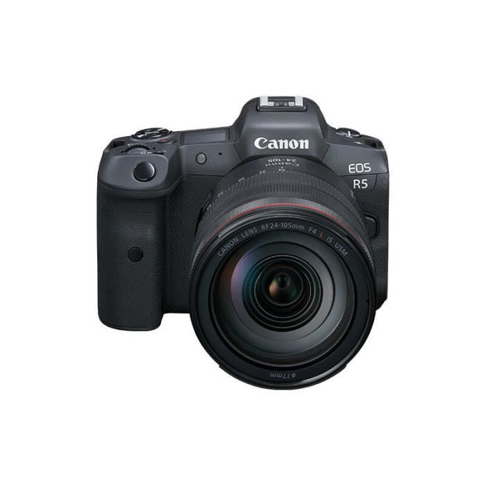 Appareil photo hybride plein format - CANON - EOS R5 - 45 MP - Stabilisation IS - RF 24-105mm F/4L