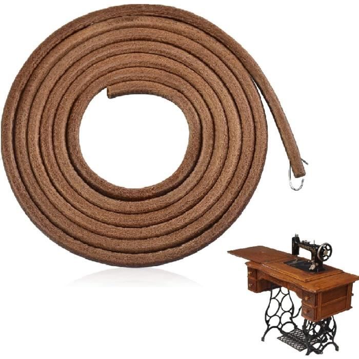 Cordon En Cuir Tressé Rond ESNADO 5mm - Marron Antique 2m - Tannage Végétal Pour Bijoux, Artisanat Cuir & Bricolage