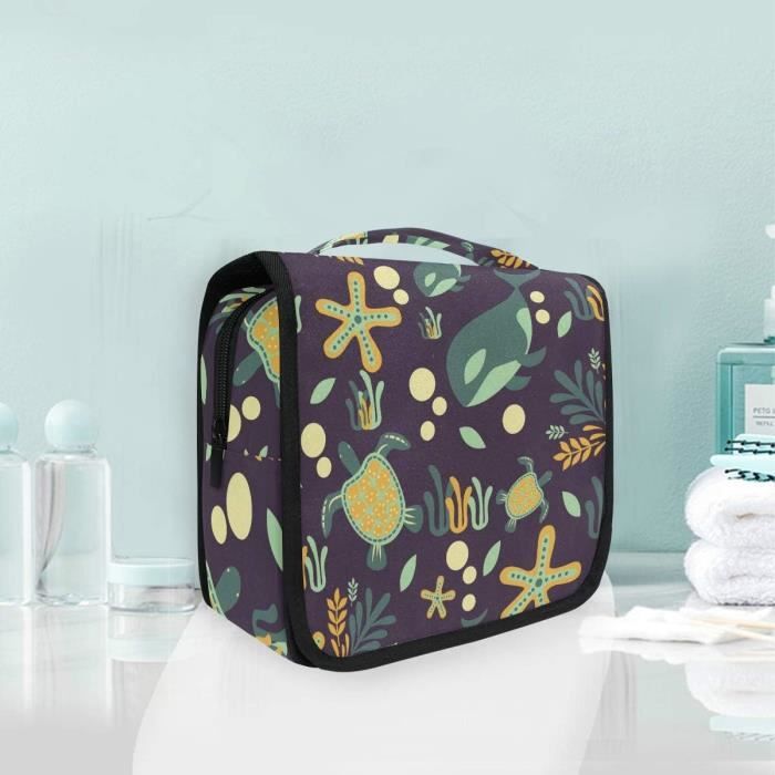 Femmes Pliable Trousse De Toilette Sac Cosmétique Pour Voyage Bleu Fleurs - Bagagerie