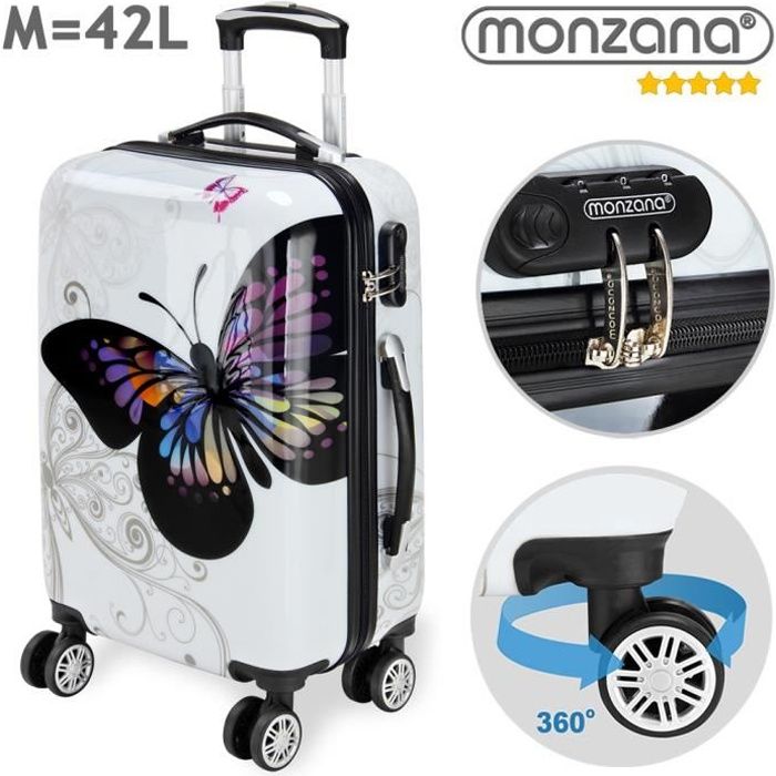 valise rigide butterfly avec cadenas à combinaison - taille m - voyage vacances