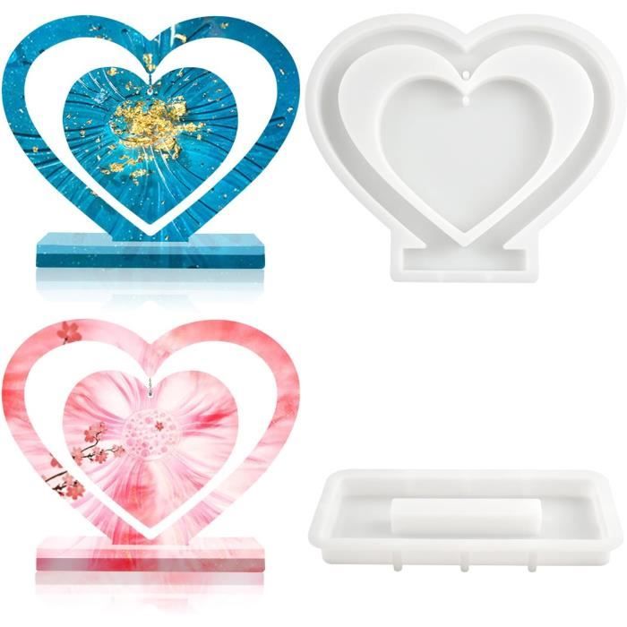 Moule En Silicone En Forme De Cœur 7x6 Cm - Pour Résine époxy, Pendentifs Noël, Neuf, Transparent
