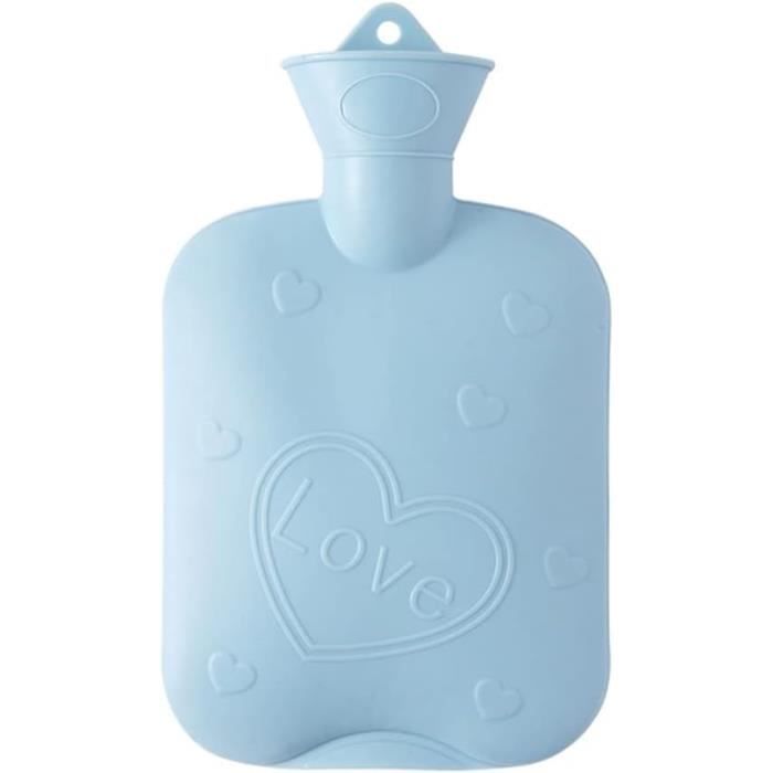 Bouillotte Eau Chaude 0,5L Bleue - Housse Peluche Amovible Lavable, Anti-fuite, Pour Soulager Douleurs Musculaires