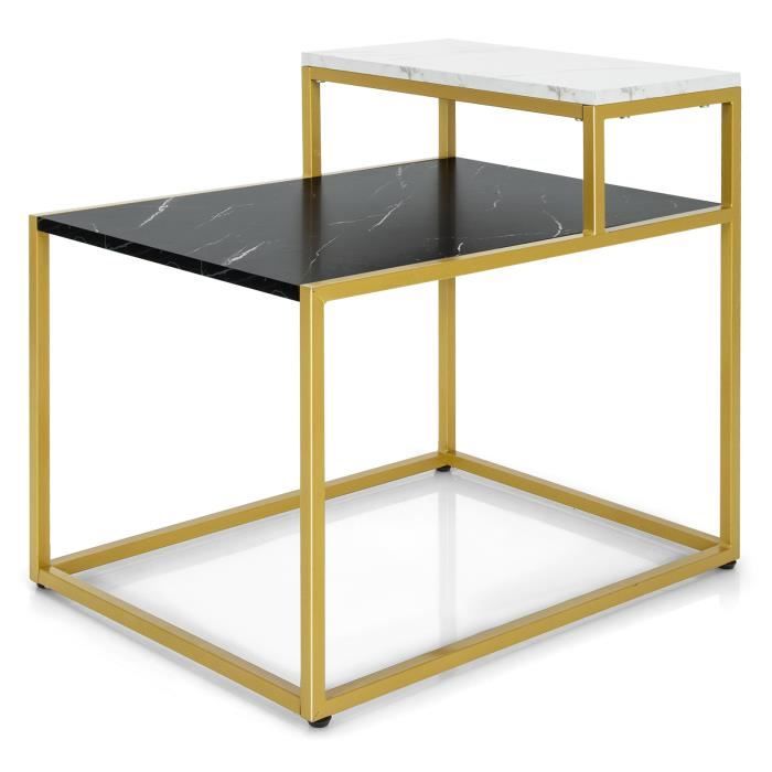 goplus table d’appoint à 2 niveaux,61,5x46x56 cm, avec tapis antidérapants,étagère de rangement cadre en fer,pour salon/cuisine