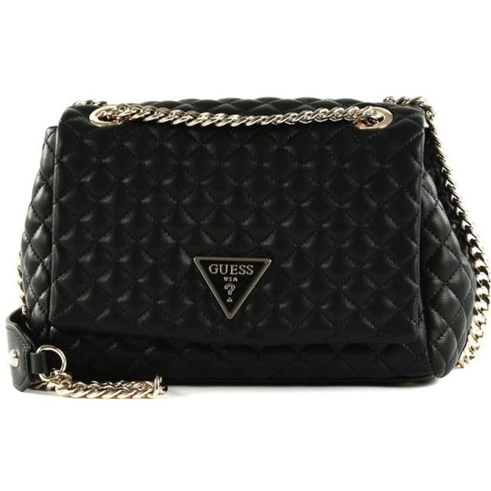 GUESS Rainee Quilt Convertible Xbody Flap Bag Black 253254 sac a epaule bandouliere sacoche noir Cdiscount Bagagerie Maroquinerie