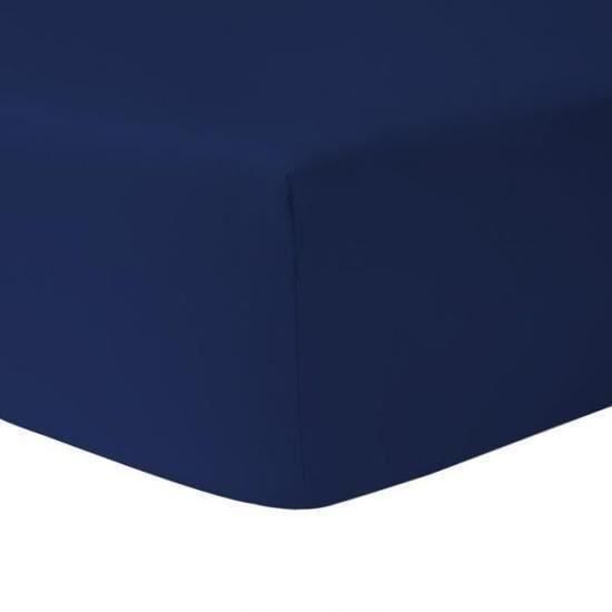 Drap housse - HOMEROKK - 90 x 200 cm - 100% coton - Grand bonnet 25 cm - Bleu marine Drap housse - HOMEROKK - 90 x 200 cm - 100% coton - Grand bonnet 25 cm - Bleu marine