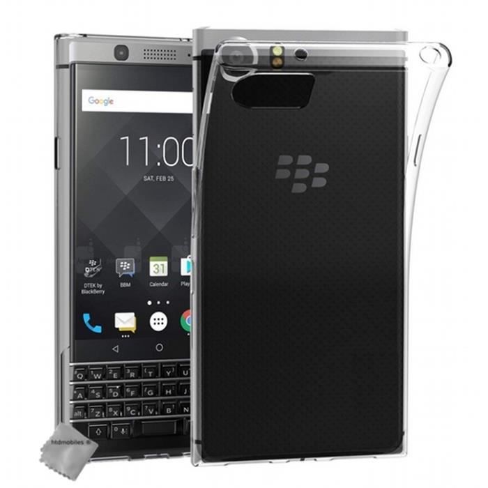 Coque silicone gel fine pour Blackberry Keyone + film ecran - TPU TRANSPARENT