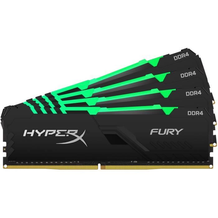 Vente Memoire PC HYPERX - Mémoire PC RAM - FURY DDR4 RGB - 64 Go (4X16 Go) - 3200MHz - CAS 16 (HX432C16FB3AK4/64) pas cher Vente Memoire PC HYPERX - Mémoire PC RAM - FURY DDR4 RGB - 64 Go (4X16 Go) - 3200MHz - CAS 16 (HX432C16FB3AK4/64) pas cher