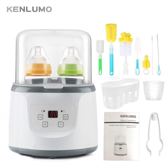 Lychee 4 en 1 Multifonction Stérilisateur de Bouteille et Chauffe-Aliments,Double Bottles Design,Chauffe Biberon Portable avec LAffichage En Temps RéEl De LCD 