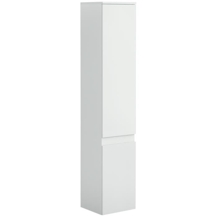 Meuble colonne rangement salle de bain - kleankin - 2 placards 3 étagères réglables - bois - 30x28x1525cm - blanc