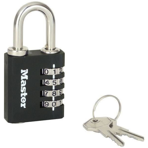 MASTER LOCK Cadenas en aluminium 4 chiffres - Avec clés de secours - 40mm - Noir