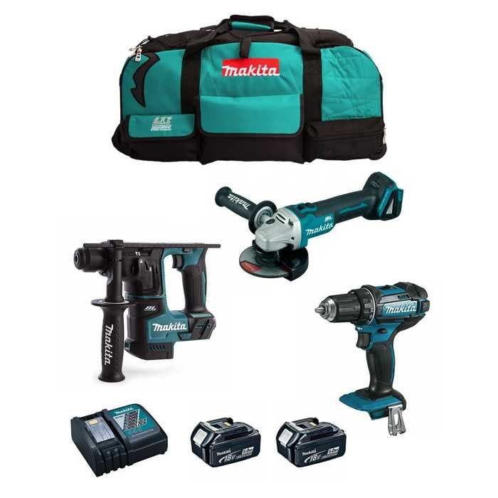 MAKITA Kit MK301 DDF482 + DHR171 + DGA504 + 2 x 5 0 Ah + DC18RC + LXT600
