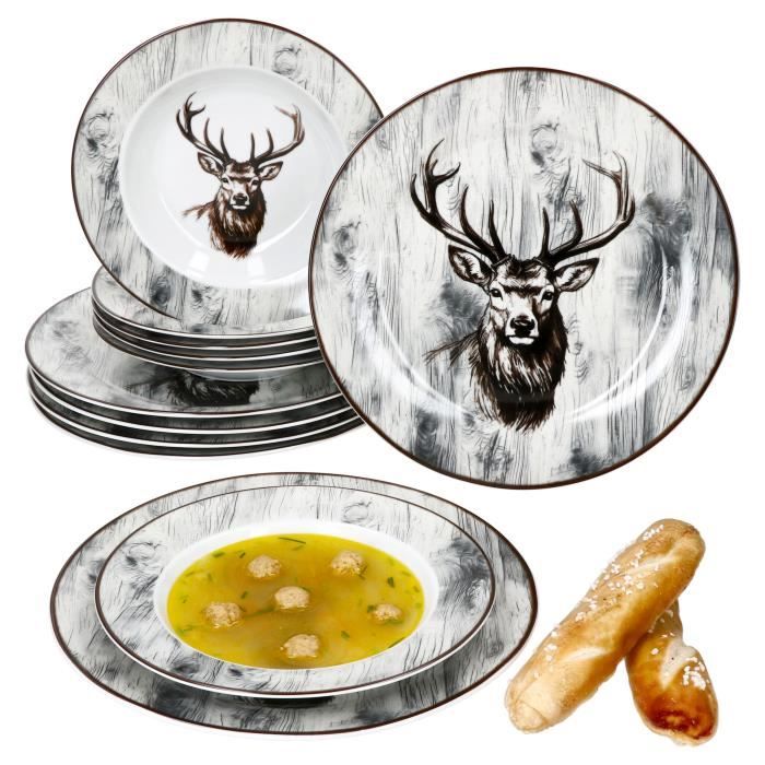 Service de table - MAMBOCAT - ALOIS - 12 pièces - Porcelaine - Pour 6 personnes Service de table - MAMBOCAT - ALOIS - 12 pièces - Porcelaine - Pour 6 personnes