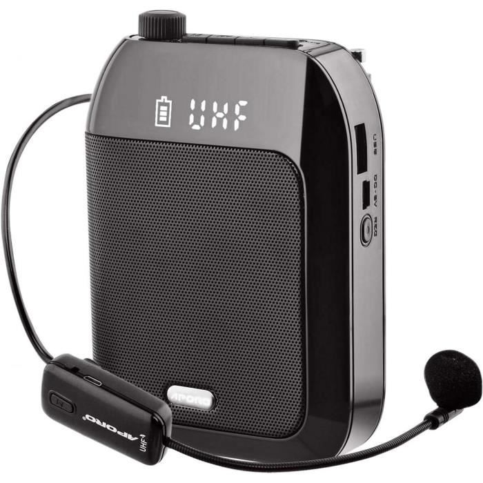 Amplificateur de Voix Portable, 2400 mAh Haut parleur Rechargeable 15 W Avec Microphone sans Fil Pour Enseignants,Guide Touristique