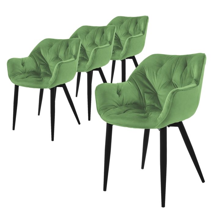 ML-Design Chaise de salle à manger set de 4 pièces sauge chaise de cuisine avec assise rembourrée en velours épais pieds