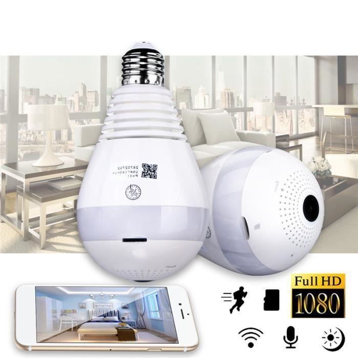 E27 60w 360 1080p Camera Cache Ampoule Panoramique Ir Wifi Fisheye Securite Maison Achat Vente Camera Miniature Cdiscount