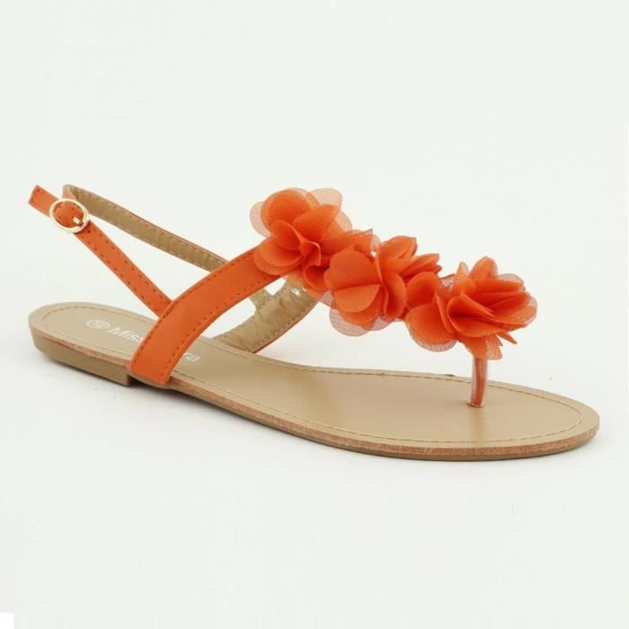 Sandales plates orange clearance