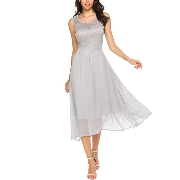 robe mi longue grise