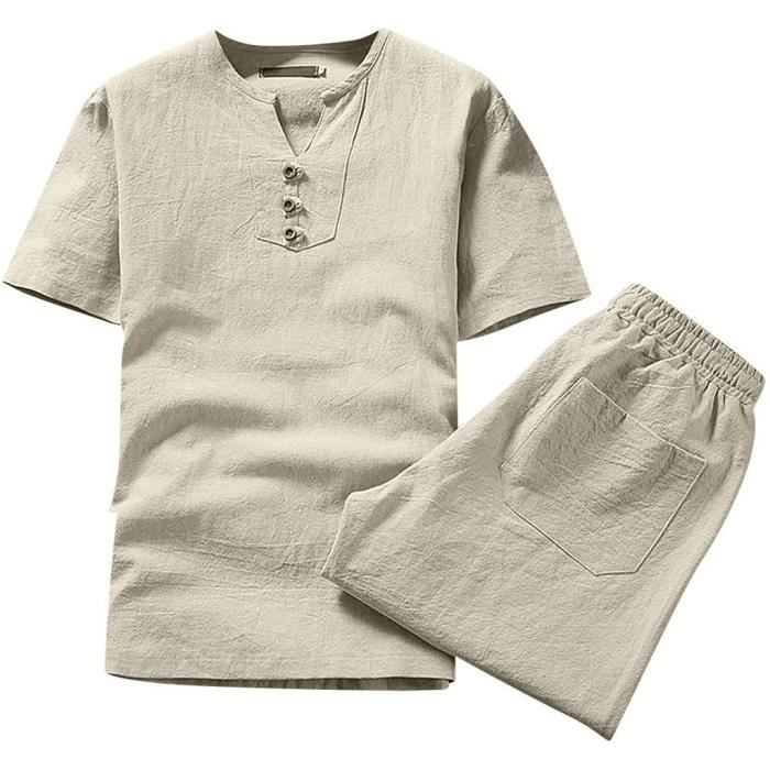 Ensemble Sport Homme 2 Pièces - T-shirt Et Short De Running - Noir, Tissu Respirant Et Séchage Rapide