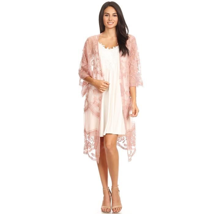 Gilet dentelle long clearance