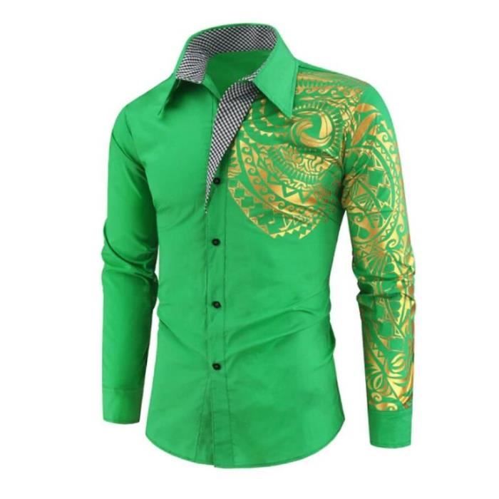 Chemise dor e noire homme coupe slim Vert Cdiscount Pr t Porter