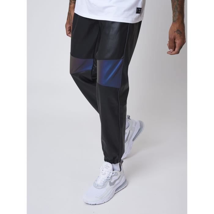 Bas de jogging simili cuir avec empi cement r fl chissant