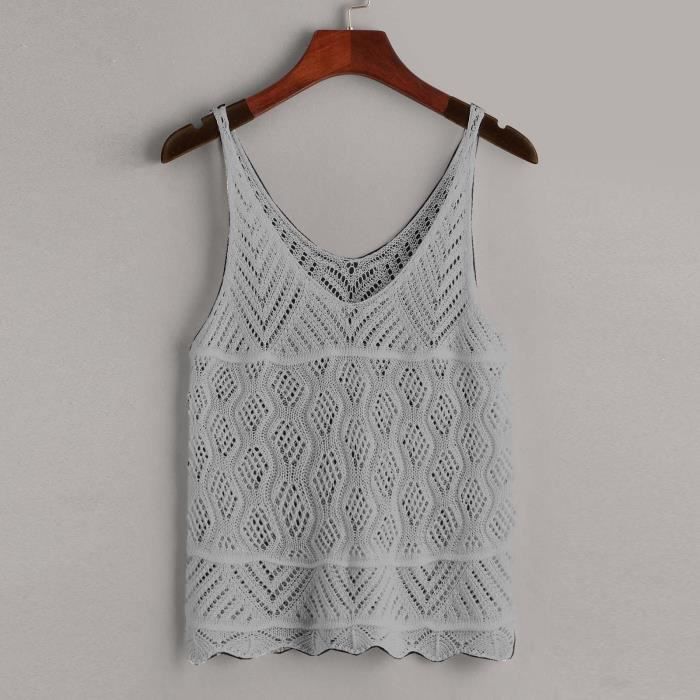 Débardeur Femme Tricoté Sans Manches – Col En V, Matière Douce (Viscose/Polyester/Nylon), Pour Superposition Ou Porté Seul