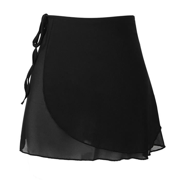 YIZYIF Femme Jupe Danse Classique Ballet Jupette Mousseline de Soie Jupe Portefeuille Dancewear Noir Cdiscount Sport