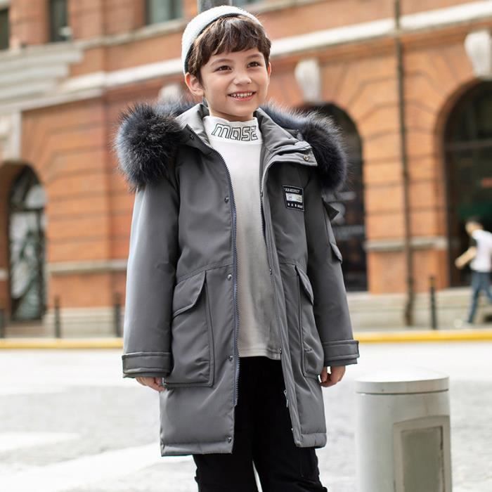 Doudoune Enfant Garçon Mi-Longue Chaude Hiver Epaisse A Capuche De 6 à 16  ans Fausse Fourrure Gris - Cdiscount Prêt-à-Porter