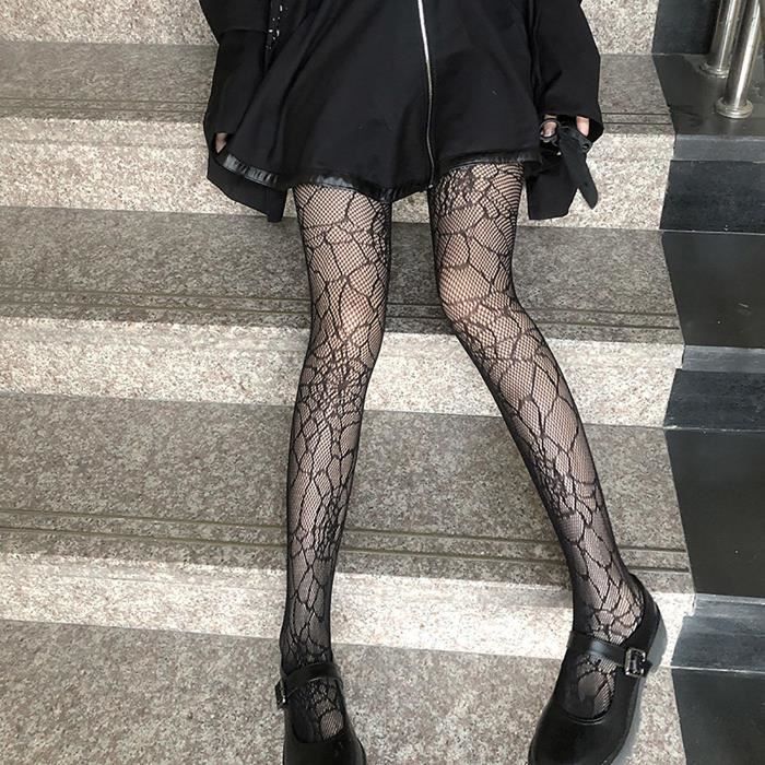 Collants Noirs En Résille Pour Femmes, Motif Serpent, Anime, Bas En