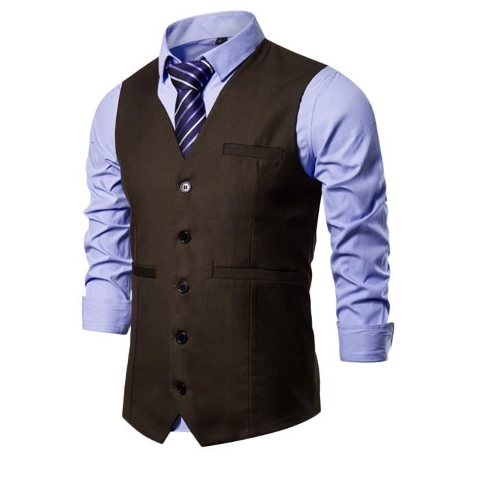 Gilet de Costume Homme Formel Classique Casual Gilets de Costume sans Manche pour Mariage Business Parti Cafe Cafe Cdiscount Pret a Porter