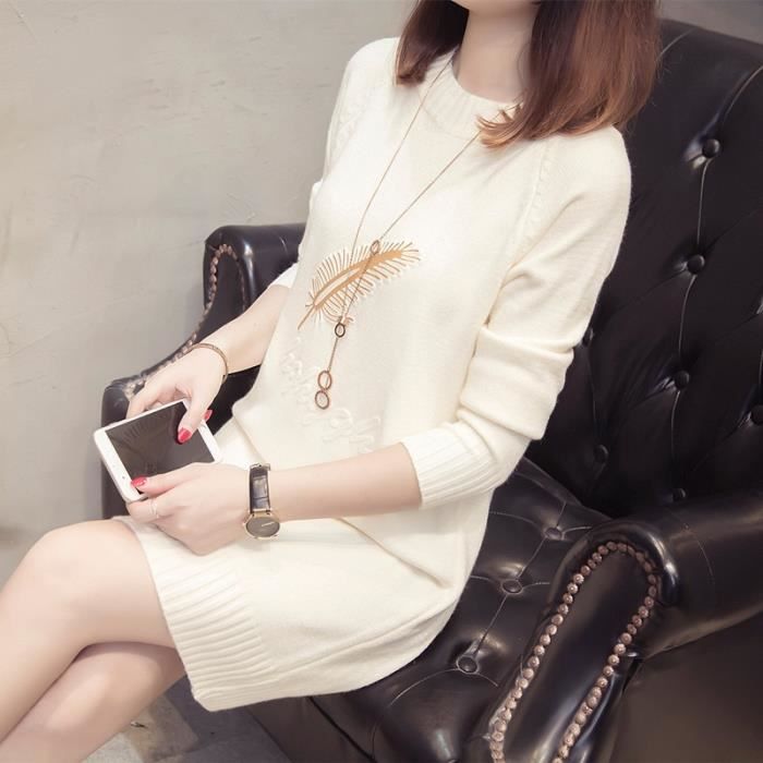 Pull femme ample tricoté à manches longues