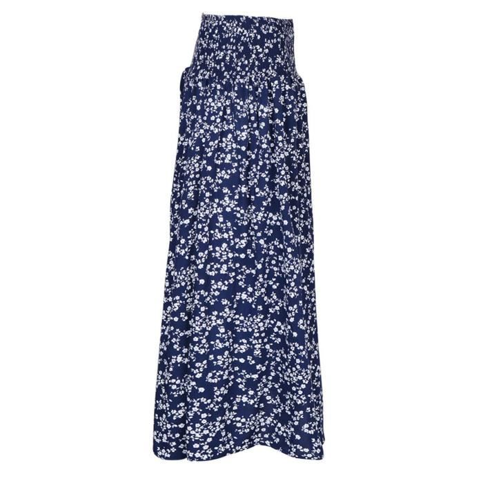 Jupe Longue Femme Bleue Sag Harbor Taille 8P - Style Enveloppant, Imprimé Floral, Occasion Très Bon État