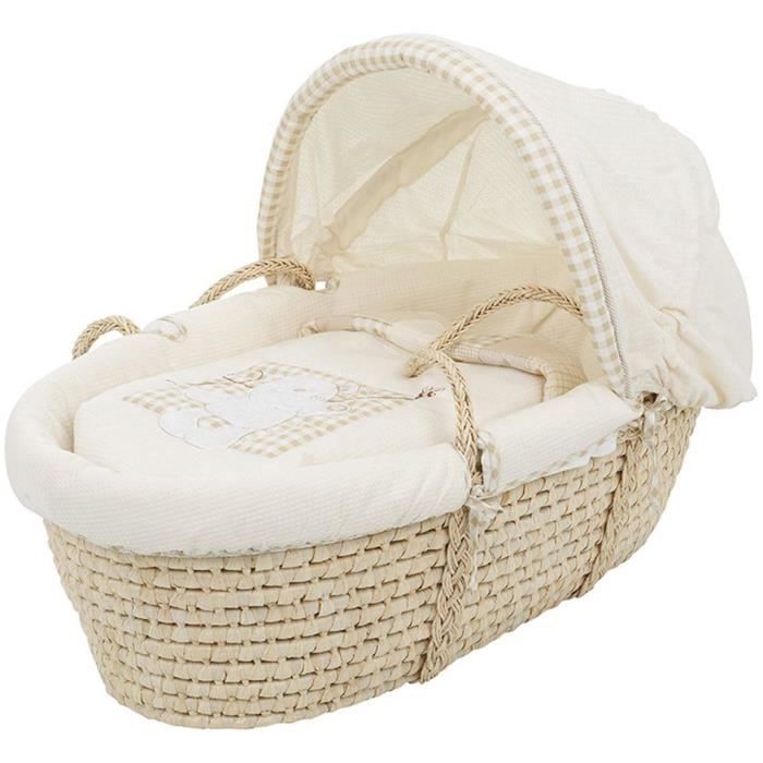 Le Couffin de Obaby est réalisé en osier avec un matelas inclus pour que vous n