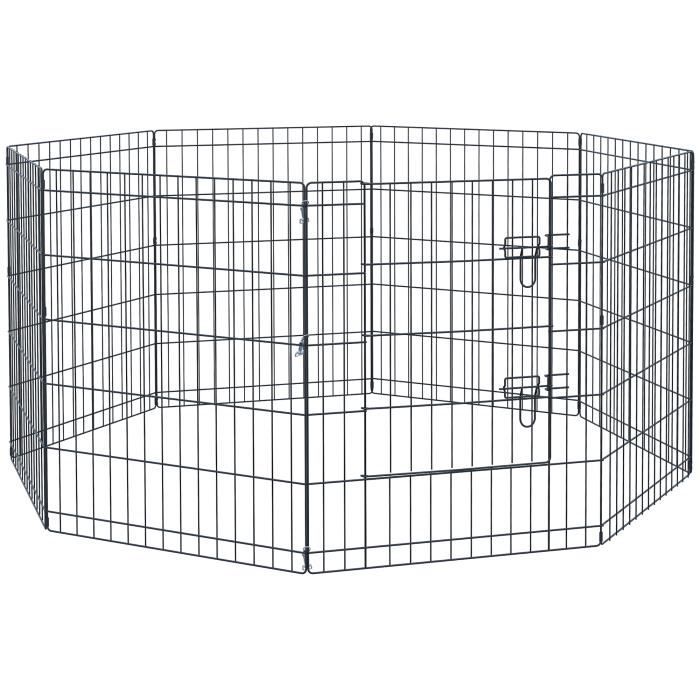 PawHut Parc enclos modulable pour chiens lapins rongeurs clôture pour  petits animaux pliant 1 porte 8 panneaux en fil de métal - Cdiscount