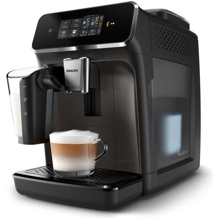 Philips Machine à café entièrement automatique série 2200, 2 réglages de café, mousseur de lait, noir (EP2334/10)