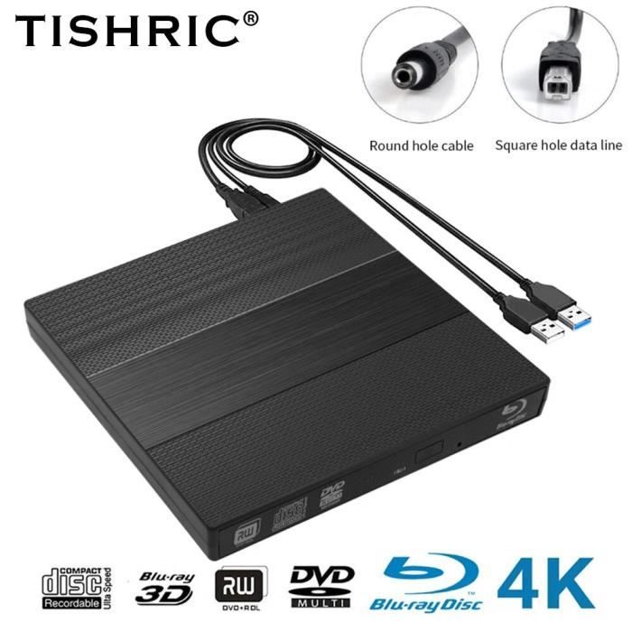 Lecteur CD et DVD externe Blu Ray Disc,4K,3D,USB 2.0,24X,DVD,8X,lecteur