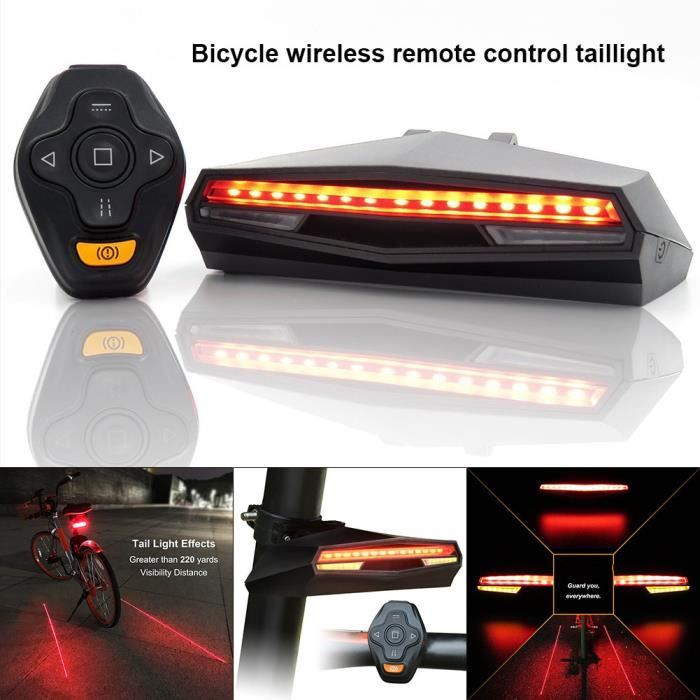 Clignotant de vélo à télécommande sans fil, LED, indicateur laser