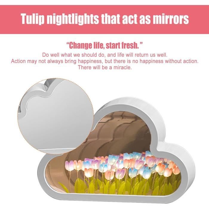 KMQRDZi Décoration de bureau, miroir, fait à la main, miroir nuage, veilleuse tulipe, ornements lumineux, cadeaux créatifs (violet KMQRDZi Décoration de bureau, miroir, fait à la main, miroir nuage, veilleuse tulipe, ornements lumineux, cadeaux créatifs (violet