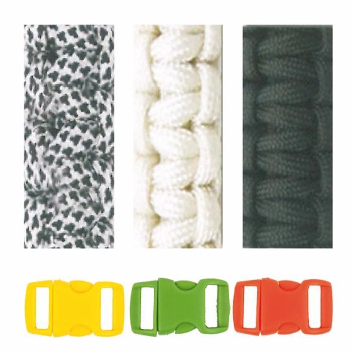 Lot De 3 Cordelettes Paracord 3 Mm X 1 M - Couleurs Blanc, Rouge Et Noir, Marque MegaCrea DIY, Neuf