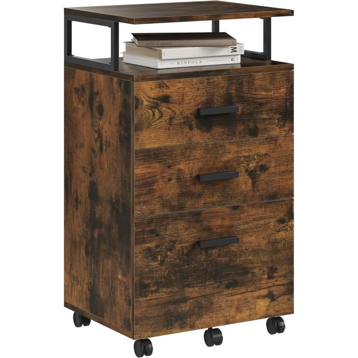 Caisson De Rangement Bureau 2 Tiroirs YITAHOME - Métal Avec Roulettes Et Serrure, 80x50x71cm