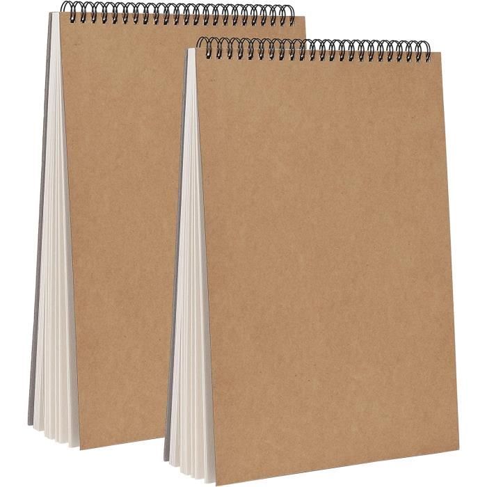 Carnet De Dessin A5 Avec Couverture Rigide - Lot De 4, 60 Pages 160 G/m² Papier Blanc - Spirale Double Pour Rotation 360° - 5