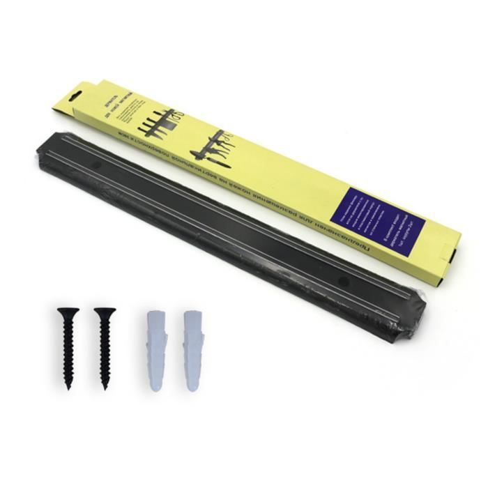 Pailexin Barre magnétique pour couteaux avec 3 crochets, noire, porte-couteaux magnétique sans perçage pour le mur, porte-couteaux Powerful magnétique inclus ruban et vis (noir, 40 cm