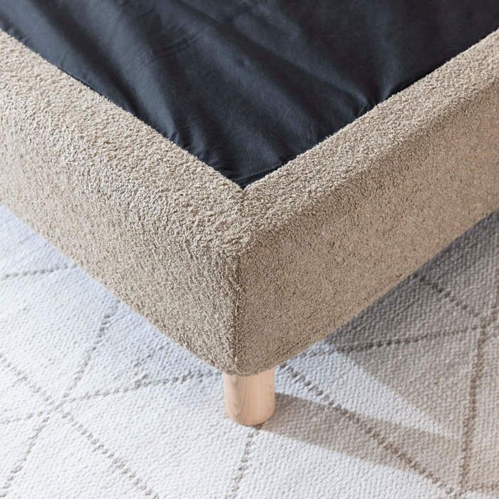 Cache-sommier bouclette intégral beige 160x200 - Beige - Terre de Nuit