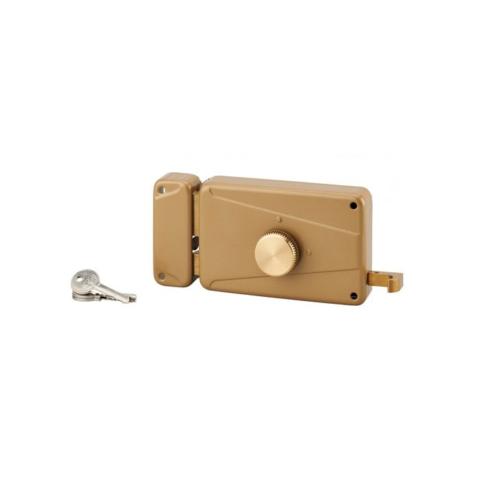 THIRARD - Serrure horizontale en applique à bouton à tirage pour porte dentrée gauche axe 70mm 140x90mm noir 3 clés - THIRARD