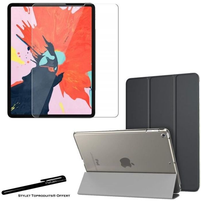 Accessoires Tablette Toproduits Coque Smart Noir pour Apple iPad pro 11  2020 et 2 Films de protection en verre trempé