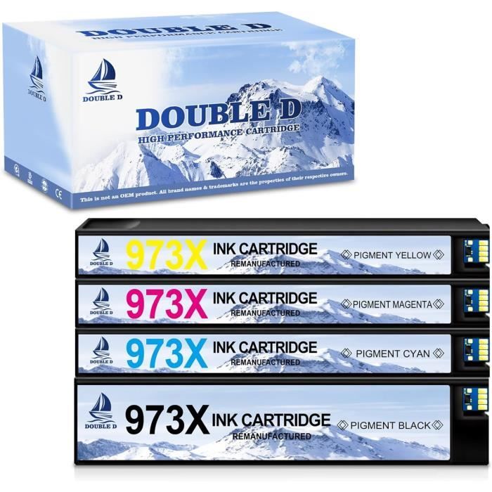 Cartouche D'encre DOUBLE D Compatible HP 973X Noir - Pour Imprimantes PageWide Pro 477dw, 452dw, 577dw, Non Affectée Par Les Mises à Jour Firmware