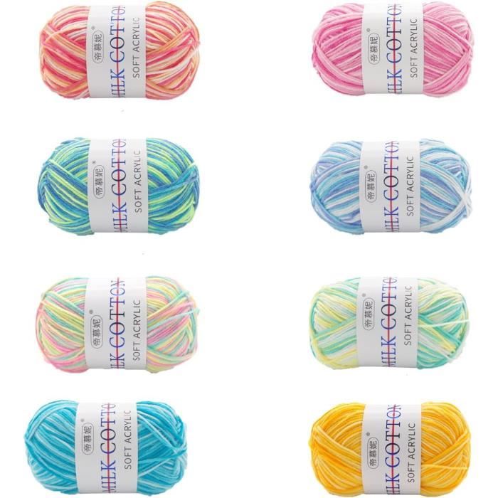 8 Pièces Laine Multicolore Pour Tricot, Pelote De Laine Pour Crochet, 50G Fil De Crochet